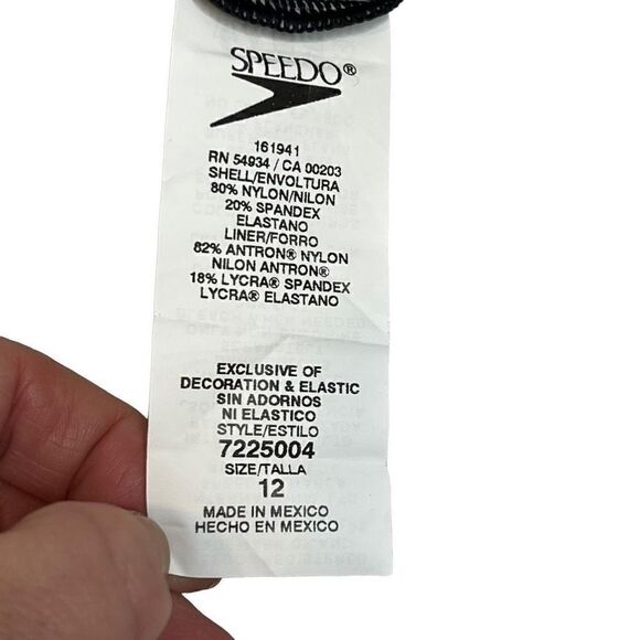 Speedo NWT black and gray animal print one piece swimsuit size 12 - Picture 10 of 13